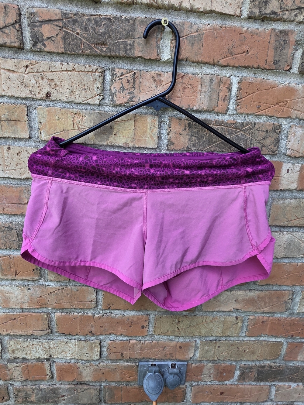lululemon athletica Pink Layered Running Shorts with Patterned Waistband